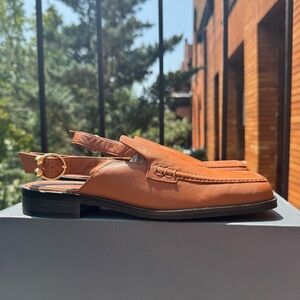 New ALOHAS Abe Slingback Leather Loafers Brown EUR 39